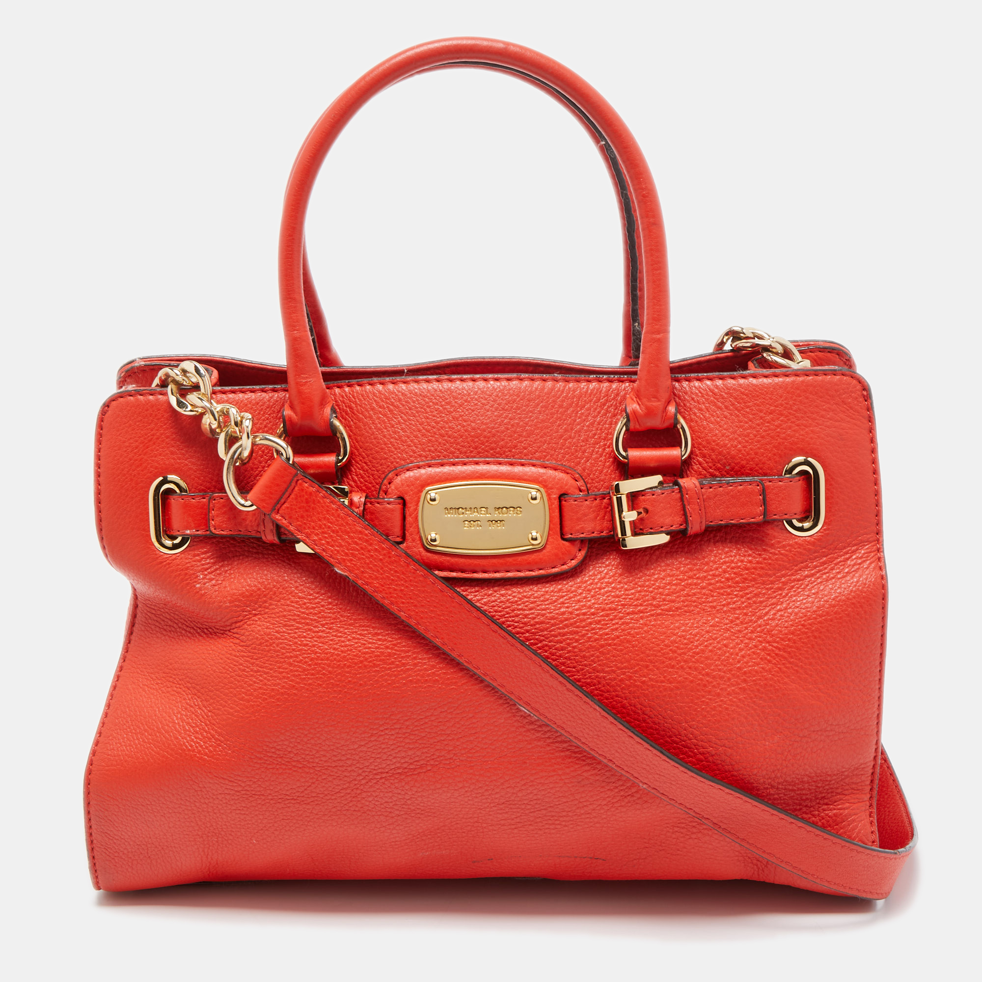 Michael Michael Kors Red Leather East West Hamilton Tote